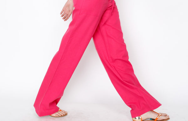 Pink Linen Draw Strings Pants