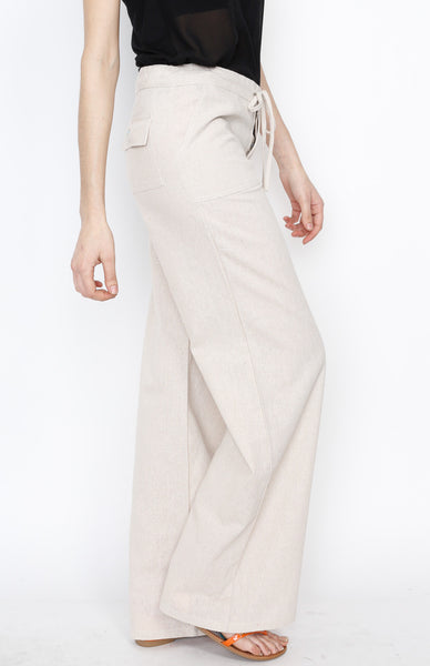 Taupe Linen Draw Strings Pants