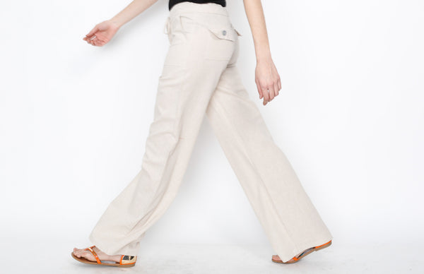 Taupe Linen Draw Strings Pants