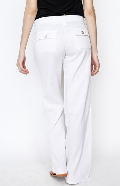 White Linen Draw Strings Pants