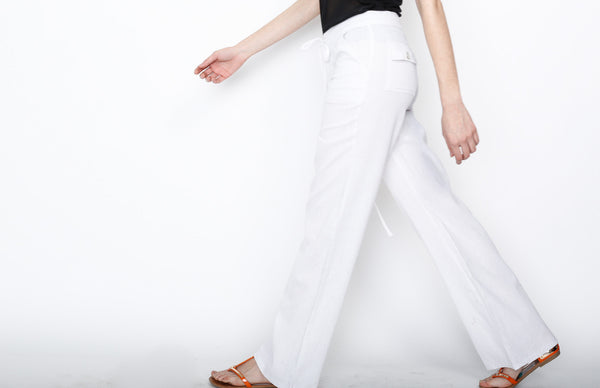 White Linen Draw Strings Pants