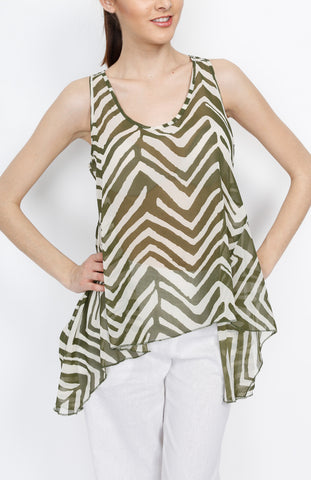 Green Zebra Print Tank Top