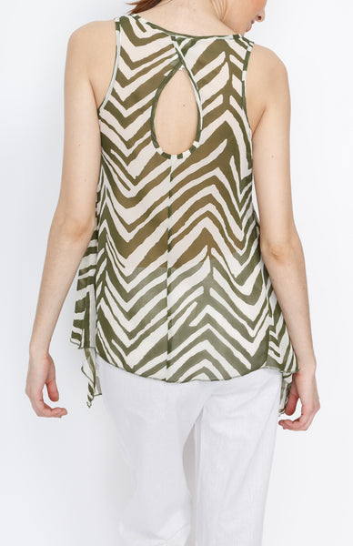 Green Zebra Print Tank Top