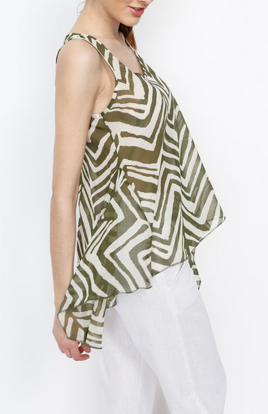 Green Zebra Print Tank Top