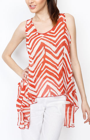 Red Orange Zebra Print Tank Top