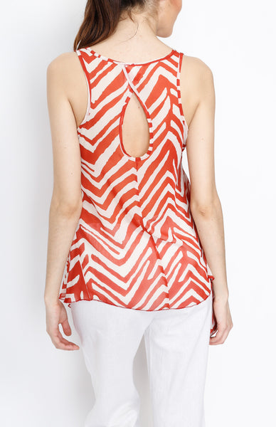 Red Orange Zebra Print Tank Top