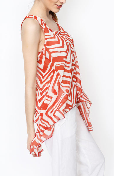 Red Orange Zebra Print Tank Top