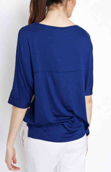 Blue and Taupe Stripe Dolman Top