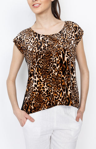 Leopard Print Blouse with Faux Wrap