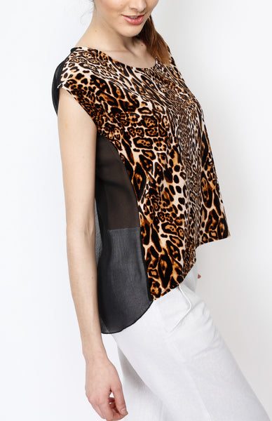 Leopard Print Blouse with Faux Wrap