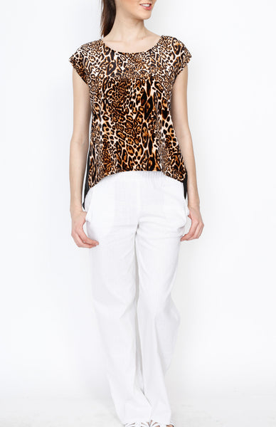 Leopard Print Blouse with Faux Wrap