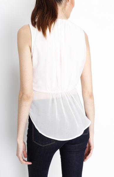 Peach Woven Pleated Blouse with Button Down Detail