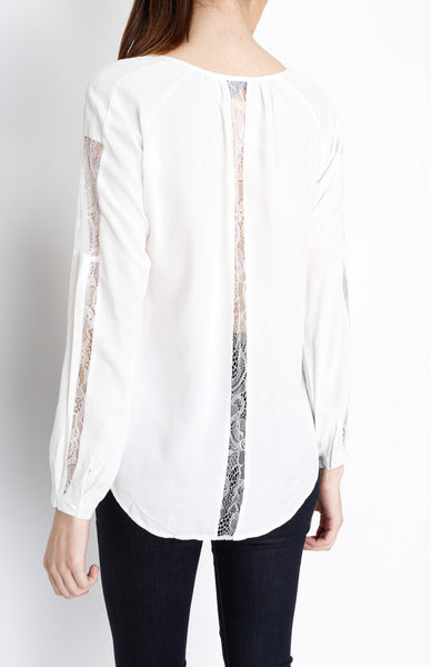 White Button Down Long Sleeve with lining Detail