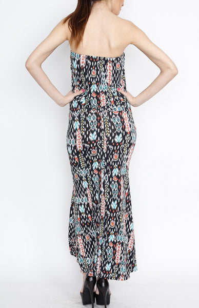 Teal Printed Maxi Dress with Strap