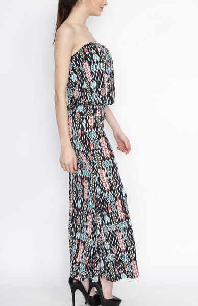 Teal Printed Maxi Dress with Strap