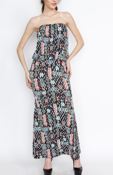 Teal Printed Maxi Dress with Strap