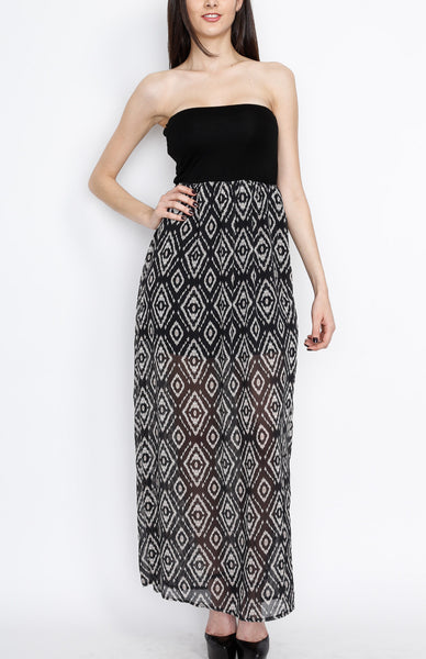 Black Tribal Inspired Maxi Dress