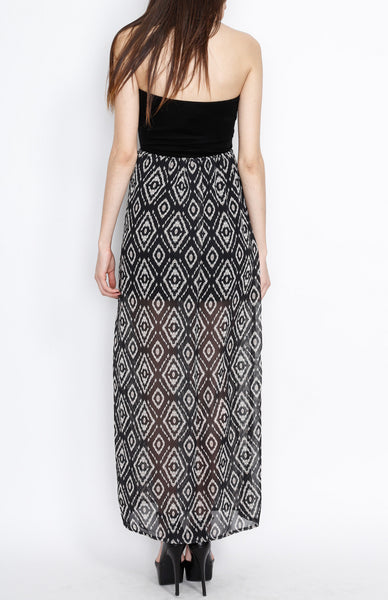 Black Tribal Inspired Maxi Dress