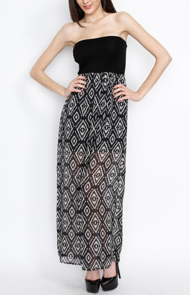 Black Tribal Inspired Maxi Dress