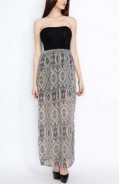 Taupe Paisley Maxi Dress