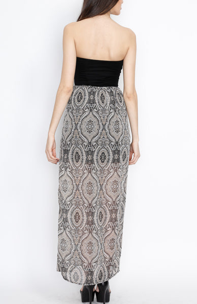 Taupe Paisley Maxi Dress