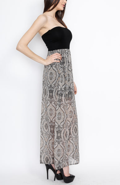 Taupe Paisley Maxi Dress