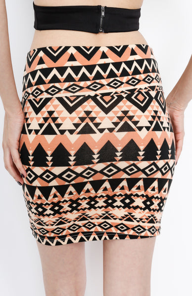 Taupe Aztec Inspired Knit Skirt