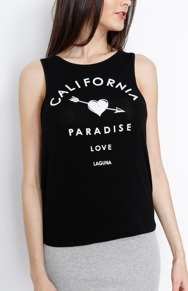 Black Tank Top with Wordplay Detail