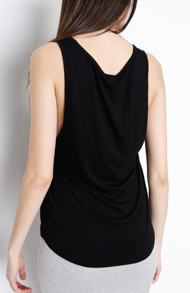 Black Tank Top with Wordplay Detail