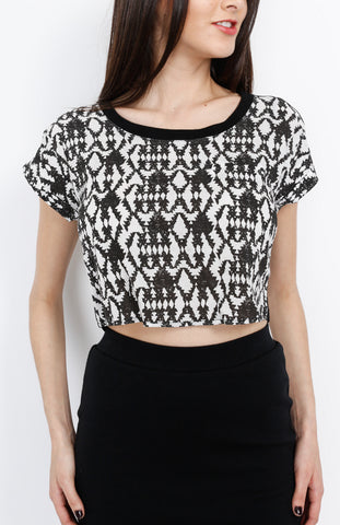 Black Tribal Inspired Crop Top