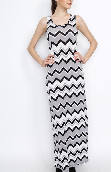 Gray Chevron Maxi Dress