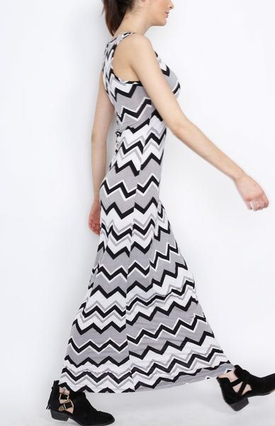 Gray Chevron Maxi Dress