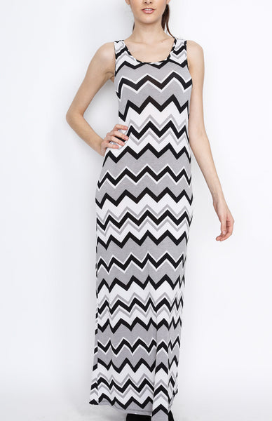 Gray Chevron Maxi Dress