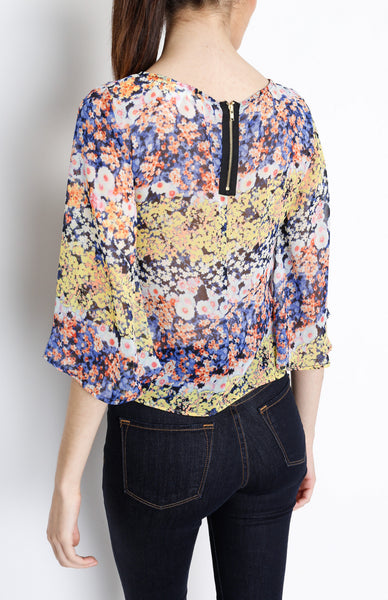 Floral Cape Style Top in Blue