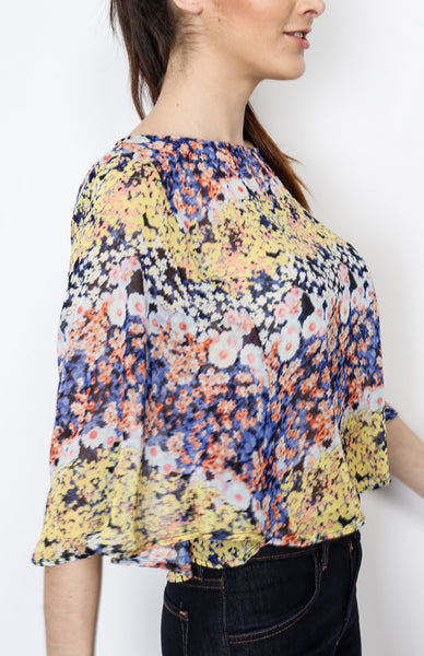 Floral Cape Style Top in Blue