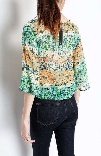 Floral Cape Style Top in Green