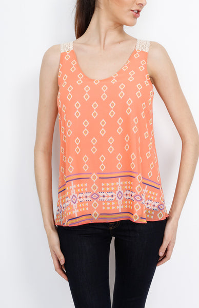 Coral Tribal Tank Top
