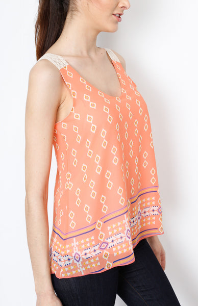 Coral Tribal Tank Top