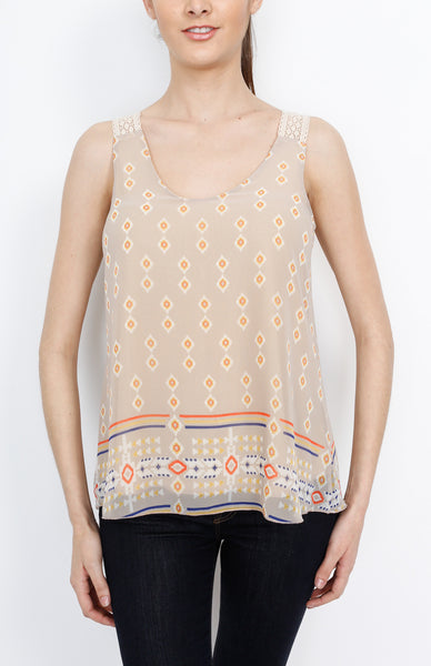 Taupe Tribal Tank Top