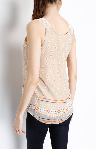 Taupe Tribal Tank Top