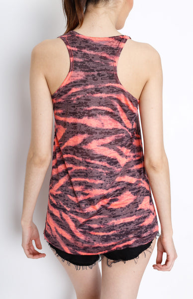 Pink Sleeveless Top with Animal Print Detail