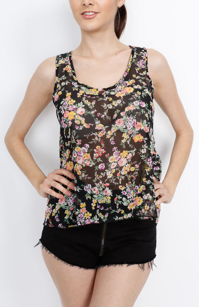 Black Floral with Mesh Back  Detail