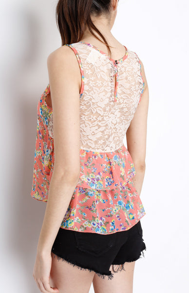 Pink Floral with Mesh Back  Detail