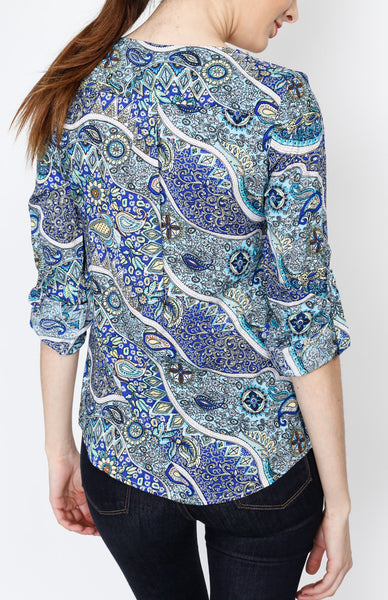 Blue Paisley with Embelishment Detail