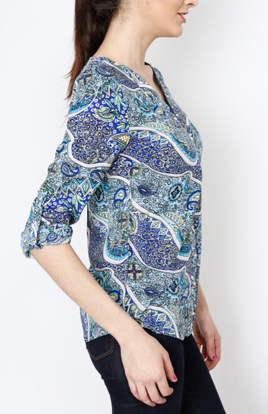 Blue Paisley with Embelishment Detail