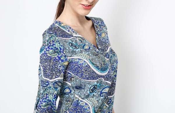 Blue Paisley with Embelishment Detail