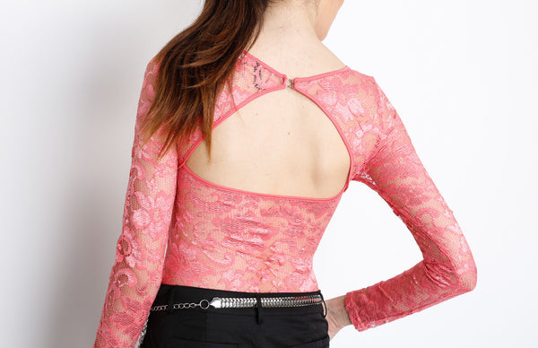 Coral Full Outfit Dress with Open Back and Belt
