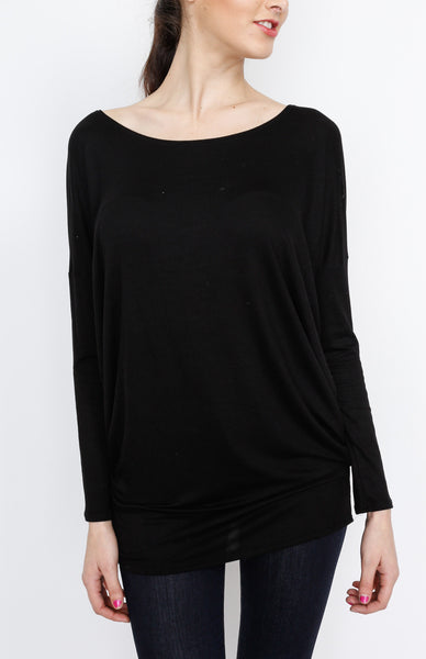 Black Knit Long Sleeve Top