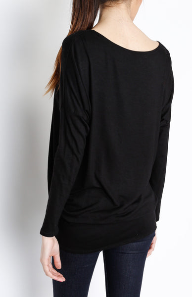 Black Knit Long Sleeve Top