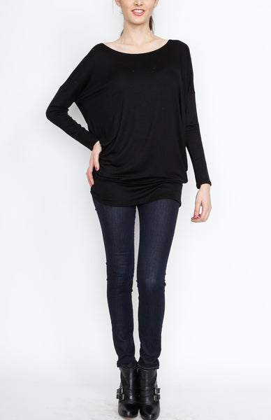 Black Knit Long Sleeve Top